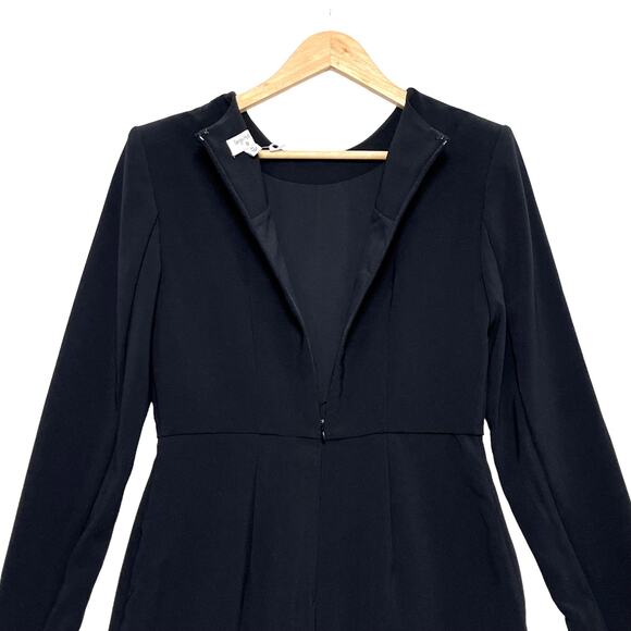 Sergio Hudson x Target Sheath Midi Dress Sz XS Black Stretch Shoulder Pads Slit - Picture 10 of 12